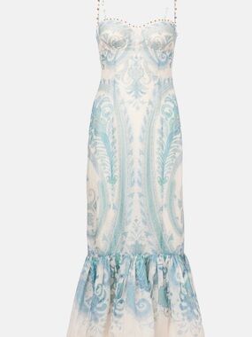 Zimmermann Light Blue and Cream Paisley Maxi Dress